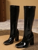 Side Zip Chunky Heeled Knee High Boots