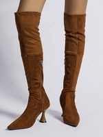 Side Zip Heeled Pointed Toe Over-the-knee Boots