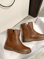 Side Zip Notched Ankle Boots