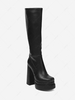 Side Zip Platform Knee High Boots
