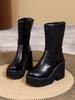 Side Zip Platform Mid-calf Boots