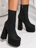 Side Zip Platform Square Toe Mid-calf Boots