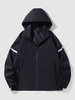 Side Zip Pocket Casual Hooded Jacket L Black