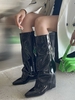 Side Zip Pointed Toe Fold Over Knee Boots