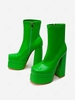 Side Zip Solid Square Toe Platfrom Ankle Boots