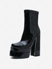 Side Zip Solid Square Toe Platfrom Ankle Boots