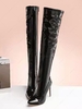 Side Zip Stiletto Heel Pointed Toe Over-the-knee Boots