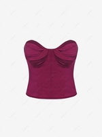Silky Bustier Corset-style Boning Tube Top M Deep red