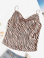 Silky Cowl Front Zebra Print Cami Top M Coffee