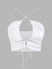 Silky Crossover Lace-up Pully Top M White