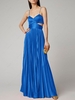 Silky Cut Out Pleated Maxi Evening Dress Xl Blue