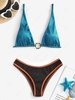 Silky O-ring Bikini Top and Whip Stitching Ribbed Bikini Bottom