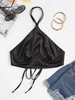 Silky Satin Underwire Napkin Top L Black