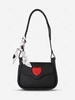 Silky Scarf Embellished Heart Crossbody Bag
