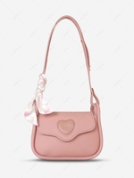 Silky Scarf Embellished Heart Crossbody Bag