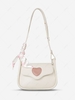 Silky Scarf Embellished Heart Crossbody Bag