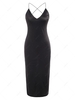 Silky Side Slit Cowl Open Back Slinky Slip Dress S Black