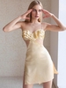 Silky Tie Back Layered Ruffles Cut Out Mini Dress L Light coffee