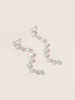 Silver Plated Round Sheet Long Earrings