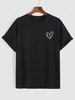 Simple Style Heart Pattern T-shirt L Black