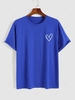 Simple Style Heart Pattern T-shirt L Blue