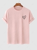 Simple Style Heart Pattern T-shirt L Light pink