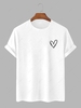 Simple Style Heart Pattern T-shirt L White