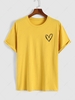 Simple Style Heart Pattern T-shirt L Yellow