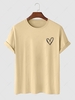 Simple Style Heart Pattern T-shirt S Light coffee