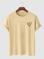 Simple Style Heart Pattern T-shirt S Light coffee