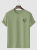 Simple Style Heart Pattern T-shirt S Light green