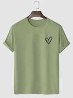 Simple Style Heart Pattern T-shirt S Light green