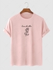 Simple Style Letter Rose Print T-shirt Xl Light pink