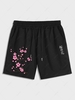 Simple Style Sakura Printed Drawstring Shorts L Black