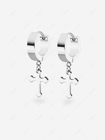 Single Punk Cross Charm Huggies Earring