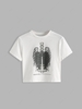 Skeleton Graphic Halloween Baby Tee L White