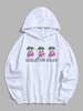 SKELETON HEAD Graphic Halloween Hoodie M White