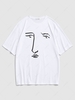 Sketch Face Print Short Sleeve T-shirt 2xl White
