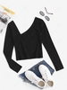 Skew Collar Jersey Long Sleeve Top M Black