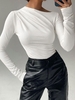 Skew Collar Solid Color Basic T Shirt L White
