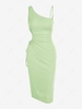 Skew Neck Cut Out Midi Slinky Dress L Light green