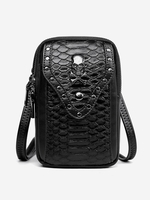 Skull Studs Decor Embossed Crossbody Bag