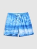 Sky and Sea Waves Printed Beach Shorts S Light blue