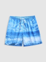 Sky and Sea Waves Printed Beach Shorts S Light blue