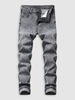 Slant Pocket Design Washed Jeans 36 Gray