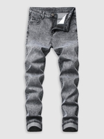 Slant Pocket Design Washed Jeans 38 Gray