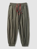 Slant Pocket Drawstring Textured Casual Jogger Ninth Pants 2xl Deep green