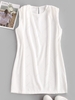 Sleeveless Padded Shoulder Straight Mini Dress L White