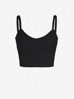Sleeveless Solid Color Knit Crop Top Black