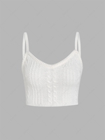 Sleeveless Solid Color Knit Crop Top White